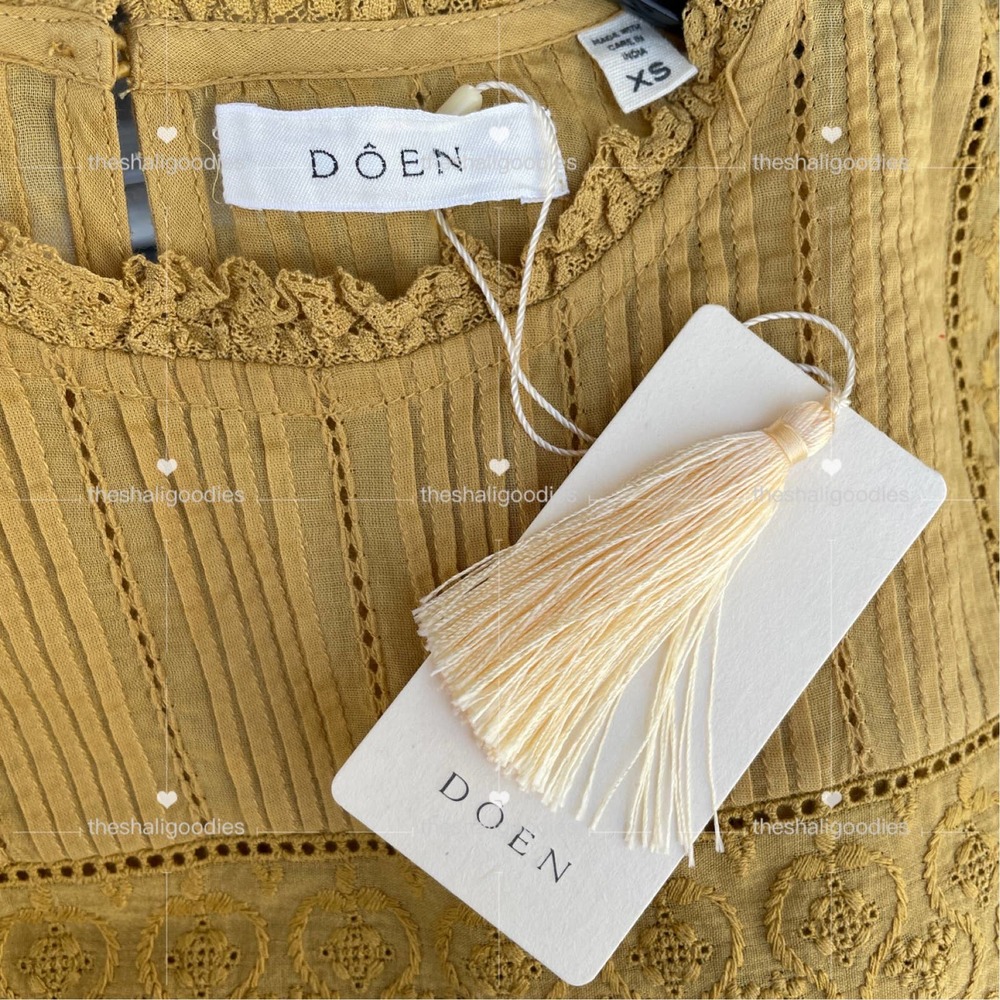 DOEN Adnet Top Yellow Floral Embroidered Lace Blouse - Picture 6 of 7